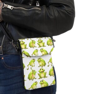 Portefeuille pour téléphone à imprimé grenouille Jolie pochette pour téléphone portable, Fêtes, Usage quotidien, Cadeaux, Soirée entre filles, Étui à bandoulière élégant, Accessoire de voyage