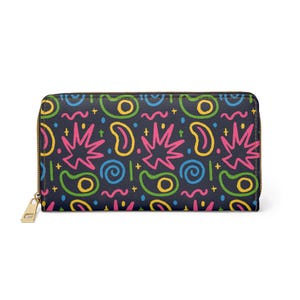 Retro Design Zipper Wallet: Vibrant PU Leather Clutch