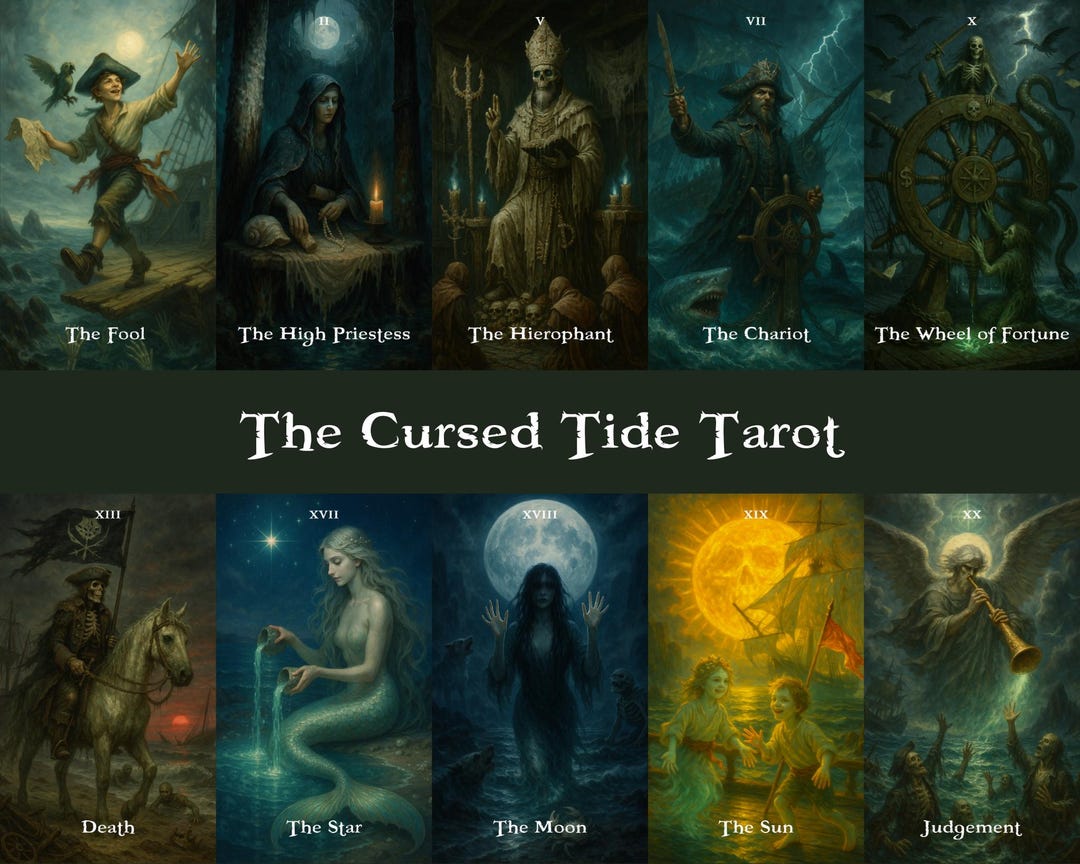 The Cursed Tide Tarot | Printable Tarot | Major Arcana Cards | Tarot 22 ...