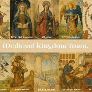 Medieval Kingdom Tarot | Printable Digital Deck | 78 Vintage Medieval-Style Cards Inspired by Historical Art | Instant Download