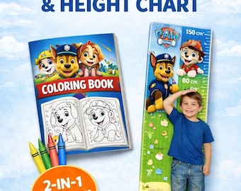 PAW Patrol Coloring Book + Height Chart Bundle