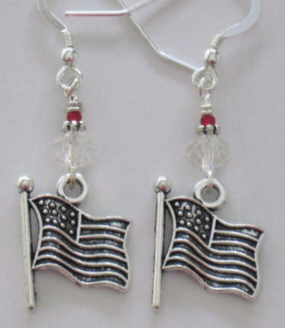USA American Flag Flip Flop Dangle Earring Patriotic Earring Military Earring