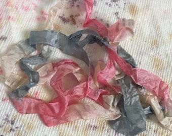 NEW Scrunched Crinkled VINTAGE LINGERIE seam binding 1/2 inch wide  2 yards scrap booking card making tag art gift hand dyed shimmer ribbon