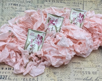 Scrunched Crinkled BABY PINK seam binding 1/2&quot; inch wide  5 yds scrap booking card making, tag art, sewing, gift wrap, quilting shabby