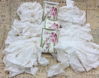 Scrunched Crinkled Chalk White seam binding 1/2&quot; inch wide  5 yards scrap booking card making tag art sewing gift wrap quilting shabby chic