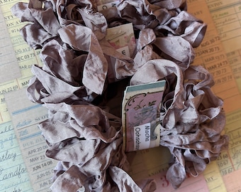 NEW Scrunched Mocha seam binding 1/2 inch wide  5 yards scrapbooking card making tag art gift wrap shabby chic beautiful