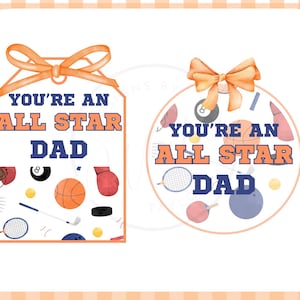 Father's Day Gift tag- All Star Gift Tag- Sports