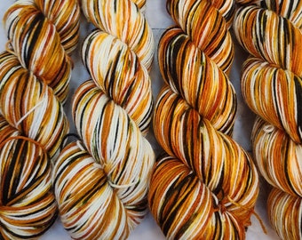 Hand Dyed Sock Yarn - Pumpkin Orange Fingering Weight Superwash Merino Nylon "Harvest Festival"