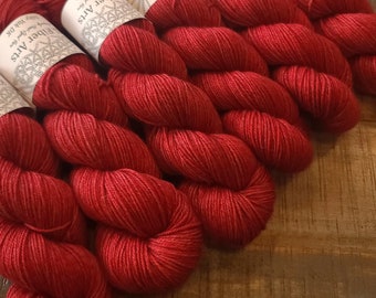 Hand Dyed Yarn - Superwash Merino Wool/Silk/Yak DK & light worsted weight "Brick"