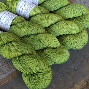 Hand Dyed Green Sock Yarn - Fingering Weight Superwash Merino Nylon "Catnip colorway"