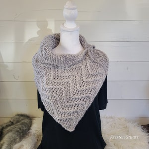 Cowl - knit, gray chunky cowl, ready to wear
