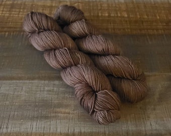 Nutty Brown Hand-Dyed Yarn: Superwash Merino Wool Blend