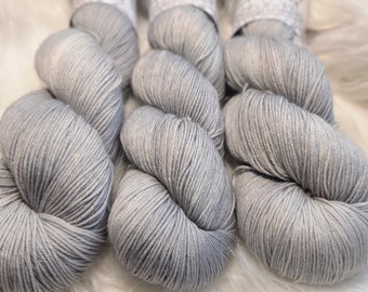 Ash Gray-National Park Series - Sock/Fingering Weight - Hand-Dyed Yarn - Superwash Merino Wool/Nylon