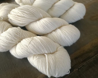 Snow Drift- Cashmere MCN Sock/Fingering Weight - Hand-Dyed Yarn - 80/10/10 Superwash Merino Wool/Cashmere/Nylon