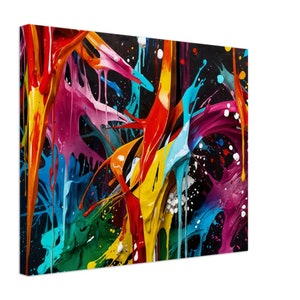 Levendig abstract gedrukt canvas muurkunst vloeiend artistiek interieur interieur modern kunstwerk