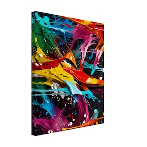 Levendig abstract gedrukt canvas muurkunst vloeiend artistiek interieur interieur modern kunstwerk