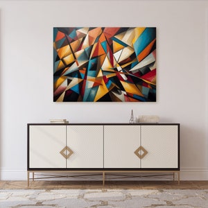 Cubism Inspired Abstract Framed Wall Art: Geometric Home Decor
