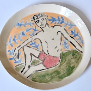 Handcrafted Ceramic Plate: Decorative Stoneware Platter