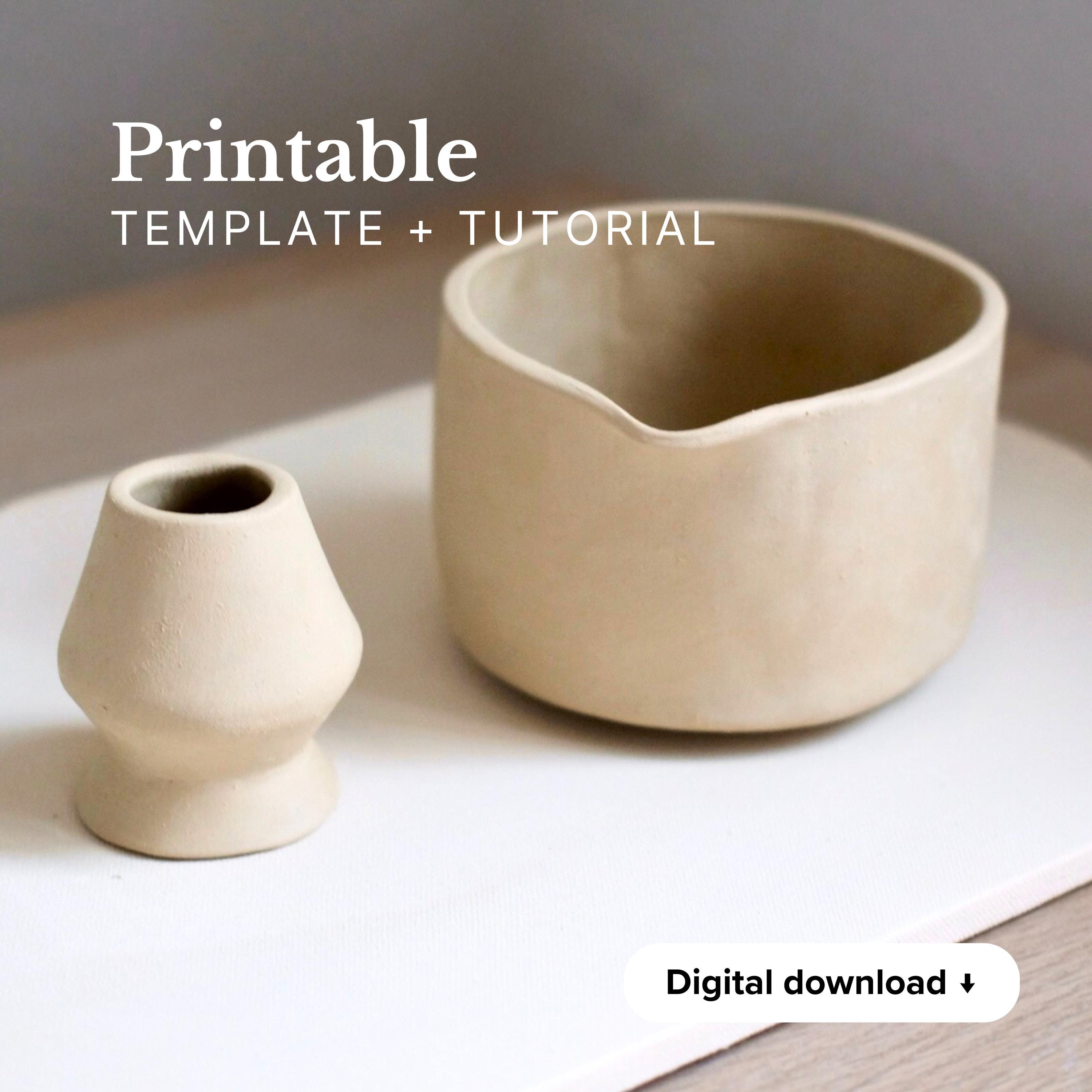 DIY Ceramic Matcha Bowl Template: Slab Pottery Pattern (PDF Download)