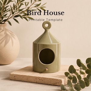 Plantilla para casita de pájaros de cerámica para hacer tú mismo: Patrón de construcción con losas de cerámica (Descarga en PDF)