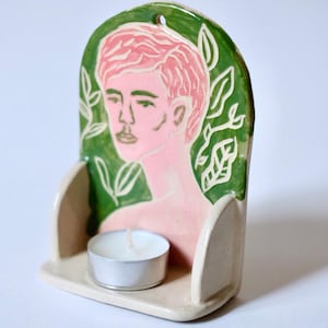 Ceramic Altar handmade Shelf Wall Hanging altar candle shelf Handmade Ceramic shrine Crystal moon altar home decor unique ceramic altar