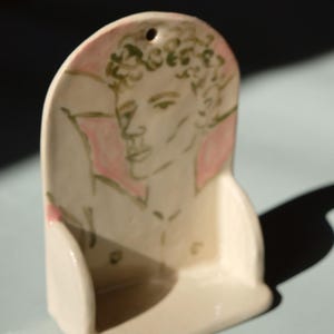 Handmade Ceramic Altar Shelf Wall Hanging Shrine Candle Holder Crystal Moon Altar Decor Unique Home Decor Ceramic Shelf Queer Ceramics