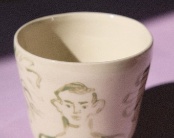 Handmade Ceramic Coffee Mug: Hand-Painted Stoneware Tea Cup