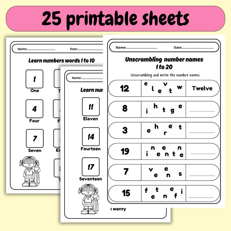 First Grade Math Worksheets: Numbers 1-20, Counting Games (PDF Download ...