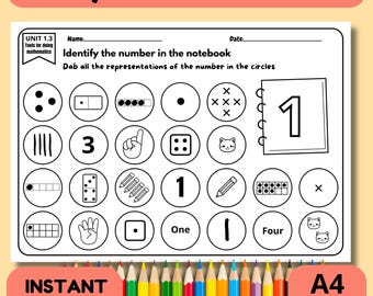 Dab the Number Worksheets: Math Activity Sheets for PreK-2nd Grade (PDF)