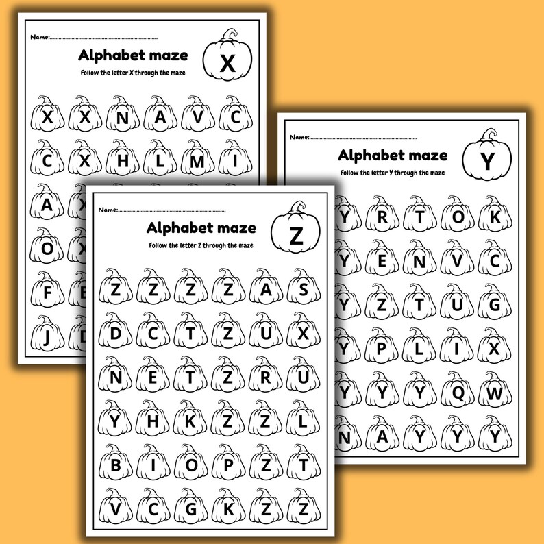 Alphabet Maze Path Alphabet Maze Worksheets: A-Z Printable ABC Activity (PDF Download) - Etsy