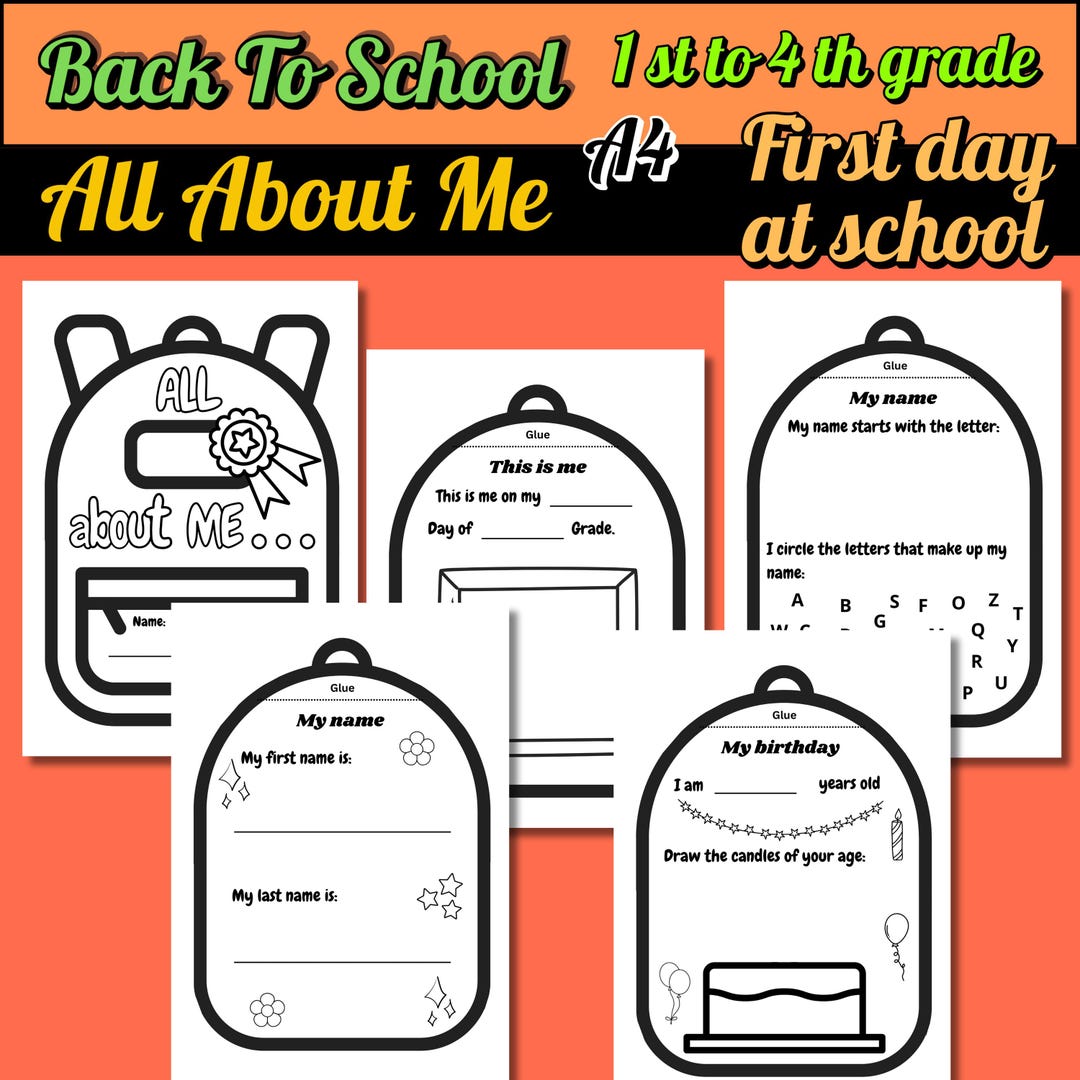 Back to School, All About Me Activity Pack, Printable Craft Book for ...