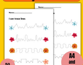 Line Tracing Worksheets: Preschool Kindergarten Learning (PDF & PNG)