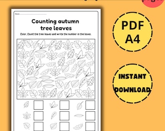 Counting Worksheet: Autumn Theme, I Spy Activity (PDF Download)