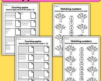 Apple Math Worksheets: Counting, Matching, Patterns (PDF Download)