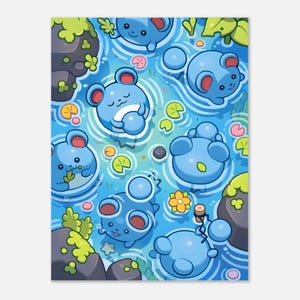Impression d'art mural Marill - Adorable design inspiré du JCC Pokémon de type aquatique pour les fans, les joueurs et les collectionneurs - Cadeau parfait pour les amateurs de Pokémon
