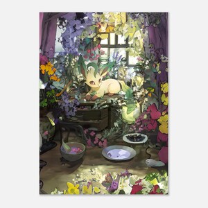 Lámina de arte mural de Leafeon: elegante diseño de Pokémon de tipo planta para fanáticos y coleccionistas: regalo perfecto para los amantes de Pokémon