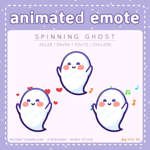 Spinning Dancing Ghost Animated Twitch Emote | Cute Spooky Emote For Twitch Discord Streamer Graphic | Halloween Themed Kawaii Aesthetic