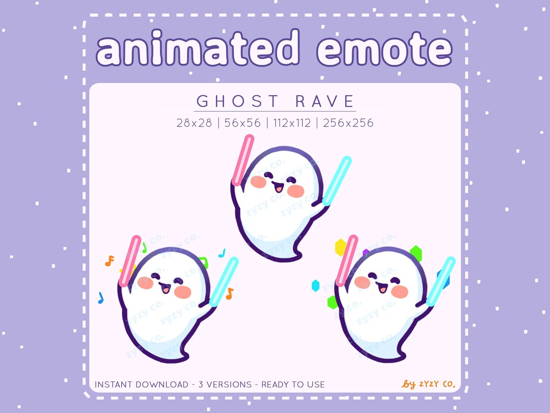 Animated Ghost Rave Twitch Emote | Glow Stick Cheer (digital Download ...