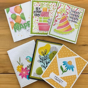 Cartões feitos à mão, valor especial – conjunto de 6 cartões com envelopes, 3 cartões de aniversário e 3 cartões para qualquer ocasião, em branco por dentro