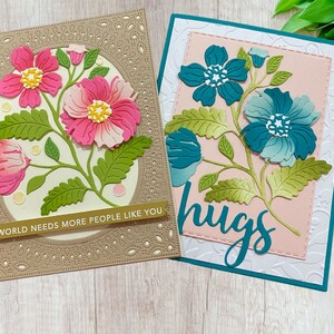 Cartões feitos à mão, flores, conjunto de 2 cartões com envelopes, qualquer ocasião, em branco por dentro.