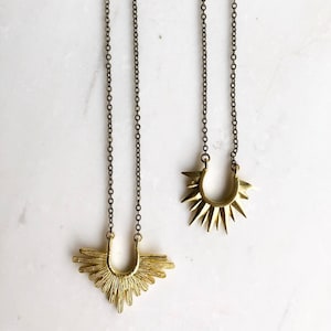 Starburst Necklace, Choose one boho layering necklacr, sun necklace, Brass star necklace