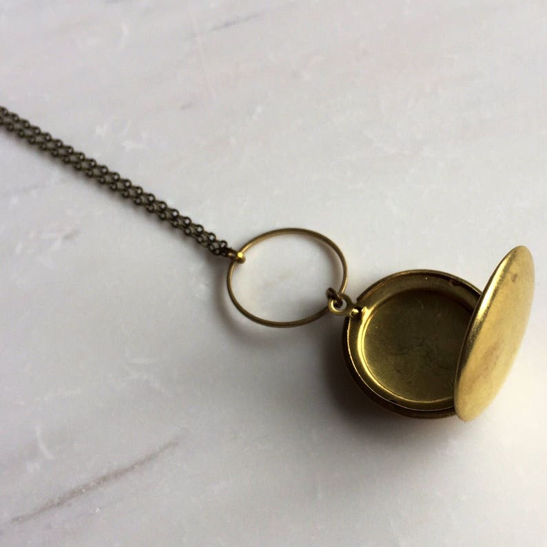 Simple Gold Locket Circle and Locket Necklace Keepsake Etsy