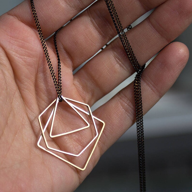 Boho jewelry triangle Necklace Geometric Minimalist Necklace Shapes Necklace, Gift for Girlfriend layering Necklace hexagon Necklace