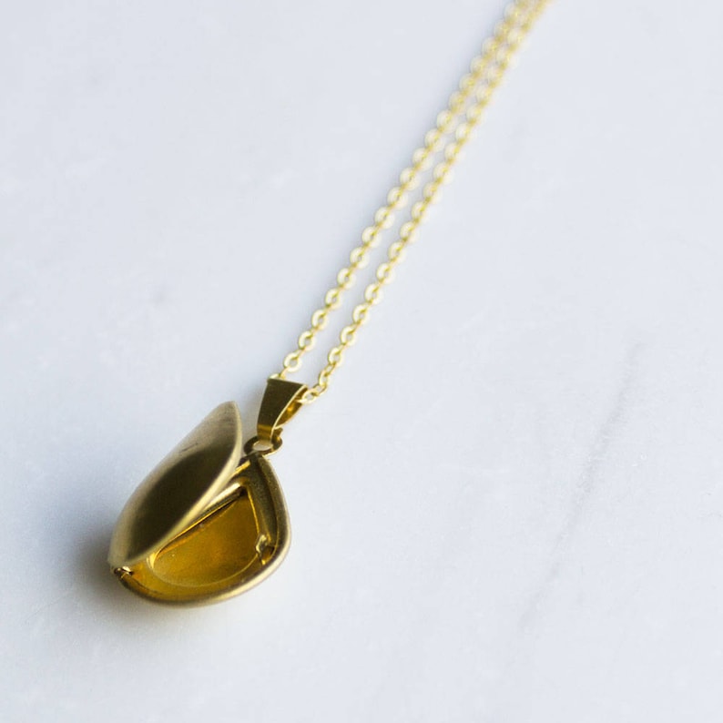 Simple Gold Locket Teardrop Locket Small Locket Modern Etsy