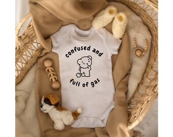 Confused and Full of Gas - Baby Bodysuit & Toddler Shirt, Funny Baby Bodysuit, Funny Toddler T-Shirt, Unisex Baby Clothes