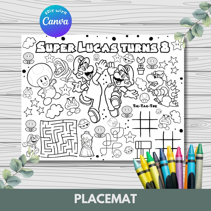 Super Mario Brothers Paper Mats - Etsy