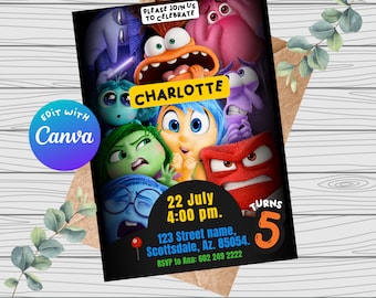 Birthday Invitation Movie Inside Out 2 | Inside Out 2 Invitation | Inside Out 2 Invitation Template