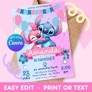 Editable Stitch Birthday Invitation Template | Printable Stitch Birthday Invitation | Kids Party | Stitch