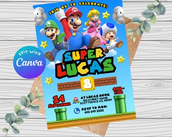 Super Mario Bros Invitation | Mario Bros Invitation Template | Super Mario Bros digital invitation | Mario Bros Invitation Template
