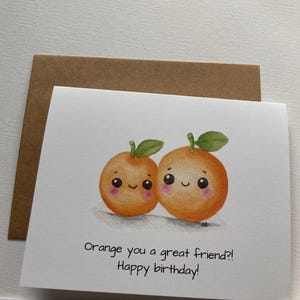 Aquarelle peinte à la main, carte de voeux de joyeux anniversaire, encouragement, juste parce que, amitié, animal drôle/calembour, orange, tu es un grand ami